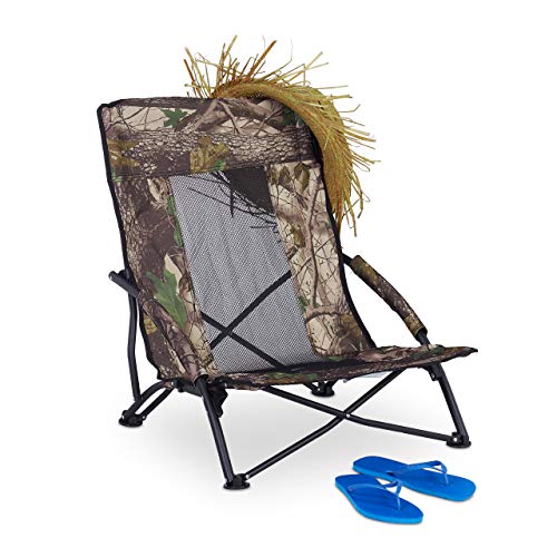 Relaxdays, Verde, Silla Plegable con Bolsa para Playa, Camping, Jardín y Pesca, Acero y Plástico, 70 x 57 x 55 cm