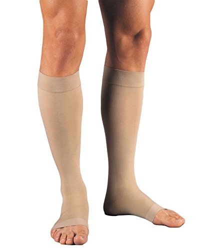 Relief 20-30 mmHg Unisex Open Toe Knee High Support Sock with Silicone Top Band Size: X-Large Full Calf by Jobst