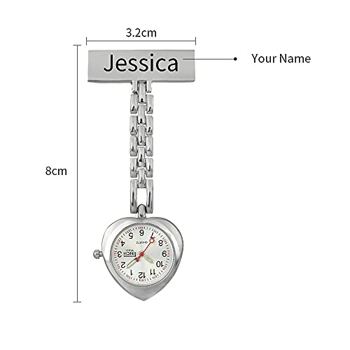 Reloj de Enfermera Personalizado Relojes de Bolsillo con Grabado de su Nombre Reloj médico Colgante para médico Relojes con Clip para Hombres y Mujeres Regalo (S)