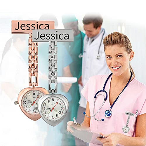 Reloj de Enfermera Personalizado Relojes de Bolsillo con Grabado de su Nombre Reloj médico Colgante para médico Relojes con Clip para Hombres y Mujeres Regalo (S)