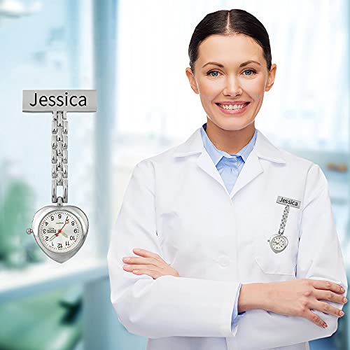 Reloj de Enfermera Personalizado Relojes de Bolsillo con Grabado de su Nombre Reloj médico Colgante para médico Relojes con Clip para Hombres y Mujeres Regalo (S)