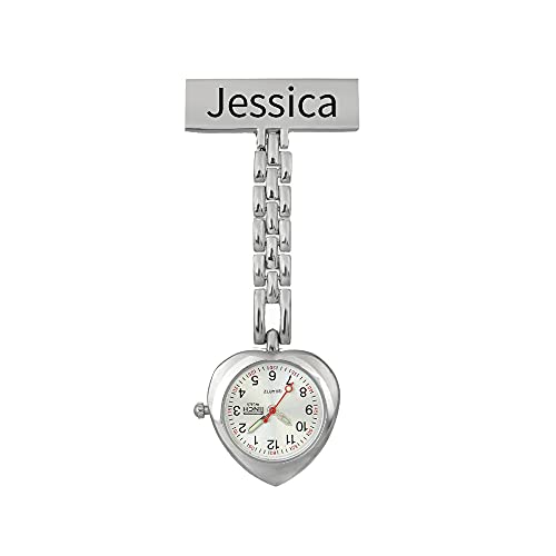 Reloj de Enfermera Personalizado Relojes de Bolsillo con Grabado de su Nombre Reloj médico Colgante para médico Relojes con Clip para Hombres y Mujeres Regalo (S)
