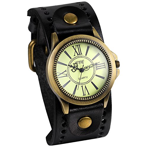 Reloj de Pulsera de Analógico Cuarzo con Aguja Vintage, Reloj de Moda Vestido Casual, Correa de Pie Número Árabe, Color Negro, Regalo Original,Regalo de San Valentín, Avaner