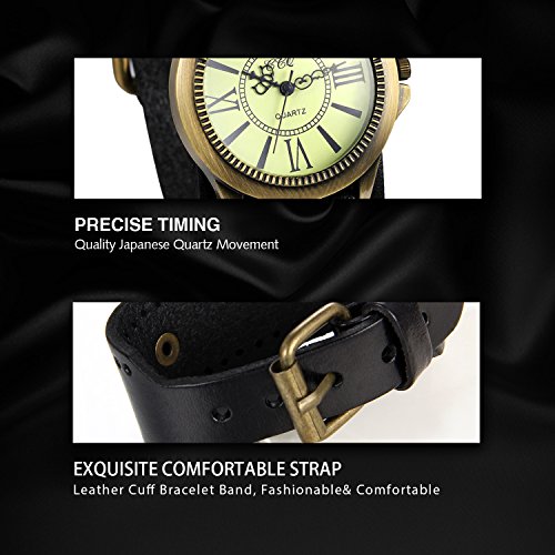 Reloj de Pulsera de Analógico Cuarzo con Aguja Vintage, Reloj de Moda Vestido Casual, Correa de Pie Número Árabe, Color Negro, Regalo Original,Regalo de San Valentín, Avaner