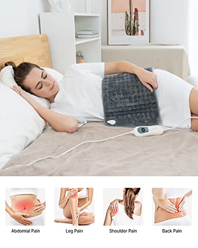 RENPHO Gris Manta Eléctrica Lumbar, Almohadilla Térmica Ajuste de Temperatura de 3 Niveles, Apagado Automático en 90 min, material de franela lavable, 60×30cm Puede Aliviar el Dolor Corporal