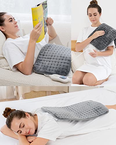 RENPHO Gris Manta Eléctrica Lumbar, Almohadilla Térmica Ajuste de Temperatura de 3 Niveles, Apagado Automático en 90 min, material de franela lavable, 60×30cm Puede Aliviar el Dolor Corporal