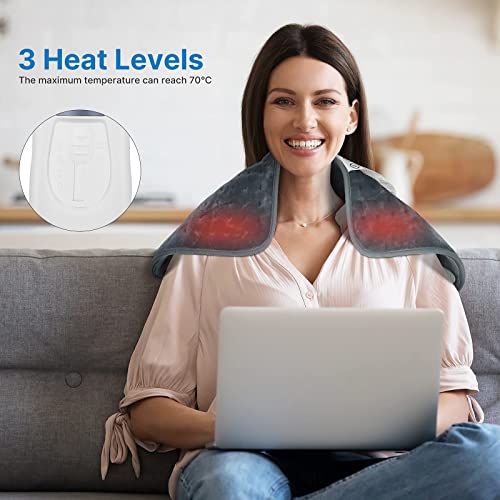 RENPHO Gris Manta Eléctrica Lumbar, Almohadilla Térmica Ajuste de Temperatura de 3 Niveles, Apagado Automático en 90 min, material de franela lavable, 60×30cm Puede Aliviar el Dolor Corporal