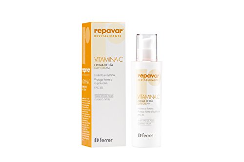 Repavar Revitalizante - Crema Facial de Día con Vitamina C, Hidratante, Iluminadora y Protege frente a la Contaminación, con FPS 30 y para Todo Tipo de Pieles - 50 ml