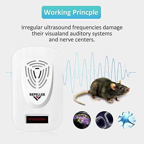 Repelente por ultrasonidos para ratones, ratones, mosquitos, insectos, arañas, cucarachas, hormigas antimosquitos ultrasónicos, 4 unidades