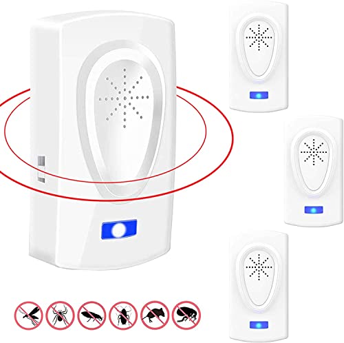 Repelente por ultrasonidos para Ratones, Ratones, Mosquitos, Insectos,arañas, cucarachas, Hormigas antimosquitos ultrasónicos, 4 Unidades
