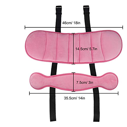 Reposacabezas Soporte para la Cabeza y el Cuello del Asiento del Automóvil para Bebés, Banda Coche Alivio para el Cuello para Niños Infantil, Seguridad Cinturón de Sujeción Correa, Rosado