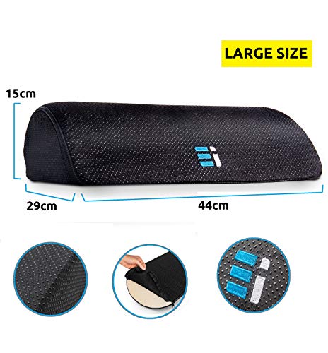 Reposapiés de oficina debajo del escritorio: cojín ergonómico con diseño de medio cilindro en ángulo para un espacio óptimo de las piernas: taburete compacto y de apoyo, color negro, grande
