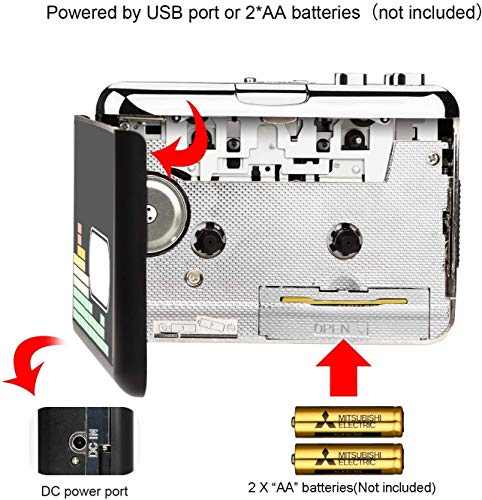 Reproductor de Cassette USB Convertidor de Cinta a MP3, Reproductor de música de Audio Walkman portátil Convertidor de Cassette a MP3 con Auriculares, no Requiere PC