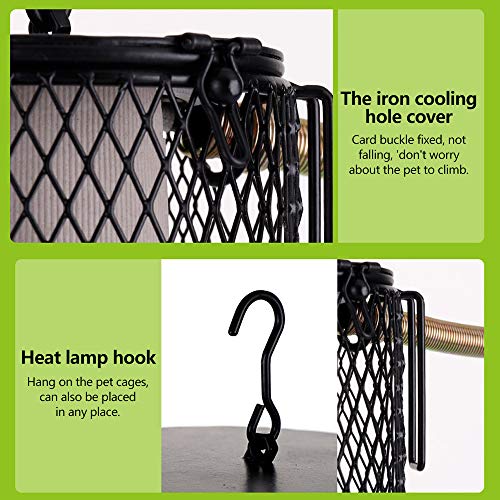 Reptiles Lámpara Calefactora de Cerámica con Soporte Anti Caliente Calentador de Protección Reptil Infrarrojo Jaula de Bombilla 100W EU con Tubo Anti-mordida de 40CM