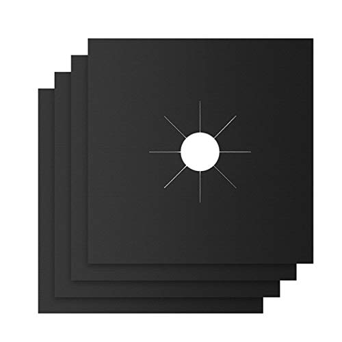 Reutilizables Protectoras Para Hornillos Gas Protectores Antiadherentes Estufa A Gas Protectoras Para Hornillos De Gas Teflón Cubiertas Para Quemadores Gas Para Varias Estufas De Gas-4 Piezas (Negro)