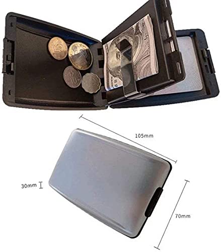 Rfid Monedero Seguro en Efectivo y Tarjetas, seguro de entrada y pagos, monedero de seguridad delgado, ligero, Cartera Aleacion de Aluminio para Mujer/Hombres (black)