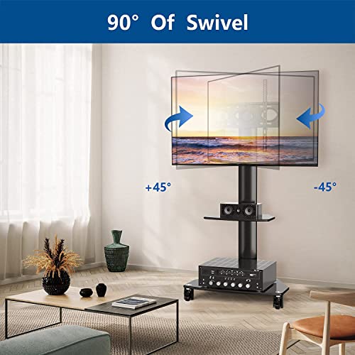 RFIVER Soporte TV Ruedas de Suelo para Television de 27 a 55 Pulgadas Soporte TV Pie con Altura Ajustable y Giratorio TF9001