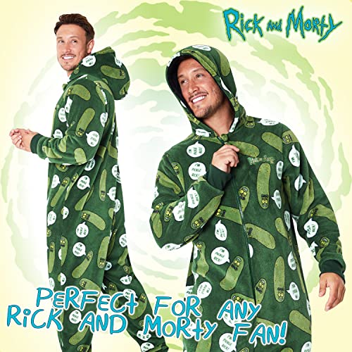 Rick and Morty Pijama Hombre Entero, Mono Pijama de Forro Polar, Pijama Hombre Invierno S-XXL, Regalo Original Hombre (Verde, XL)