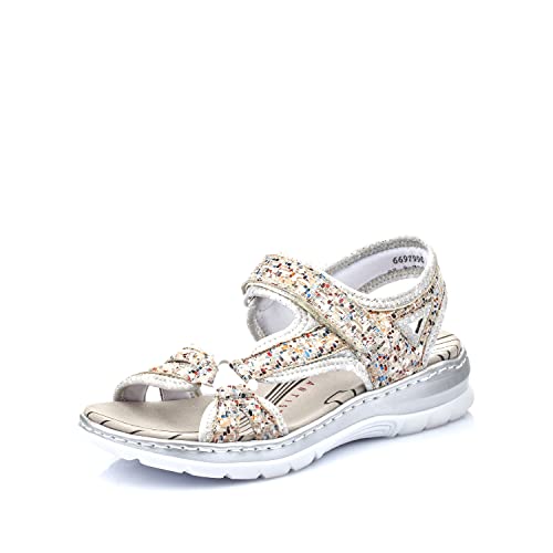 Rieker Mujer Sandalias de Vestir 66979, señora Sandalias de Exterior,Sandalias Deportivas,Zapatos de Verano,Pebble-Multi,40 EU / 6,5 UK