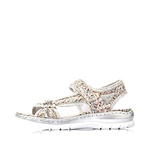 Rieker Mujer Sandalias de Vestir 66979, señora Sandalias de Exterior,Sandalias Deportivas,Zapatos de Verano,Pebble-Multi,40 EU / 6,5 UK