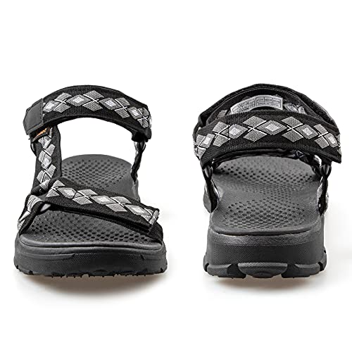 riemot Sandalias Hombre, Zapatos Verano para Caminar, Sandalias de Senderismo, Trekking, Playa, Casual, Sandalias Deportivas con Tiras, Sandalias de Punta Descubierta, M-Negro EU 42
