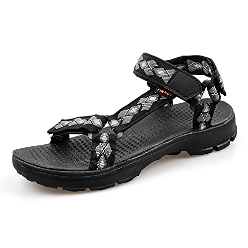 riemot Sandalias Hombre, Zapatos Verano para Caminar, Sandalias de Senderismo, Trekking, Playa, Casual, Sandalias Deportivas con Tiras, Sandalias de Punta Descubierta, M-Negro EU 42