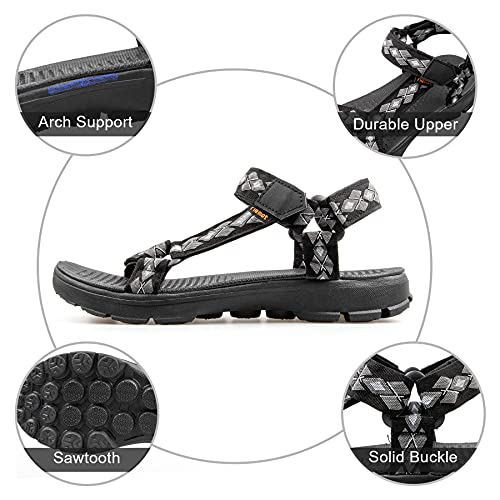 riemot Sandalias Hombre, Zapatos Verano para Caminar, Sandalias de Senderismo, Trekking, Playa, Casual, Sandalias Deportivas con Tiras, Sandalias de Punta Descubierta, M-Negro EU 42