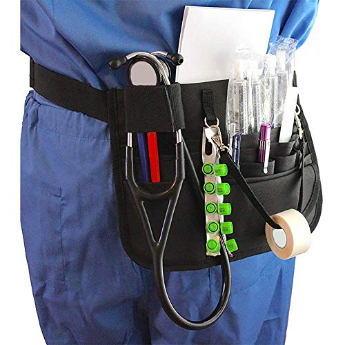 Riñonera para enfermera, Healifty Medical Belt Enfermera Cinturón de enfermería Organizador Riñonera Bolsa Accesorios para enfermeras Cinturón de utilidad Bolsa de herramientas para enfermeras -Negro