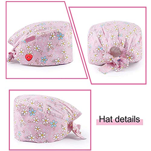 Riou Gorro Quirofano para Hombres y Mujeres Gorro de Enfermería Médico para Pelo Largo Reutilizable Gorro Quirúrgico Algodón Vendaje Ajustable Gorro de Cirugía