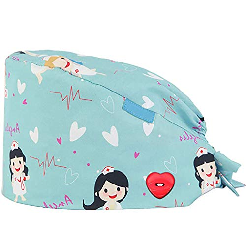 Riou Gorro Quirofano para Hombres y Mujeres Gorro de Enfermería Médico para Pelo Largo Reutilizable Gorro Quirúrgico Algodón Vendaje Ajustable Gorro de Cirugía
