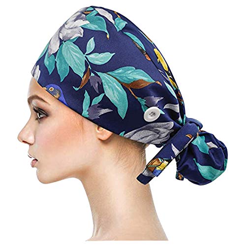 Riou Gorro Quirúrgico Unisex, Gorro de Cirugía de Algodón Gorro Transpirable para Enfermera Médico, Vendaje Ajustable Gorro Quirofano