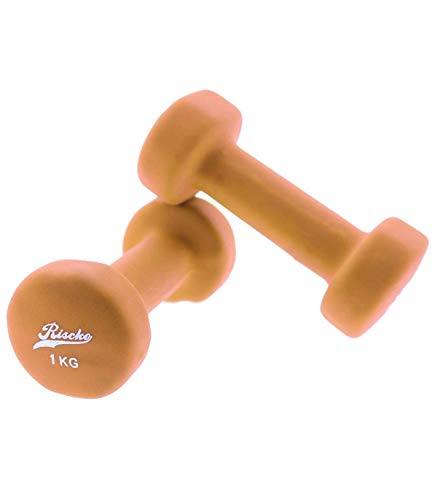 Riscko Juego 2 Mancuernas de Neopreno Anaranjadas, 1Kg Cada una, Peso Total 2Kg