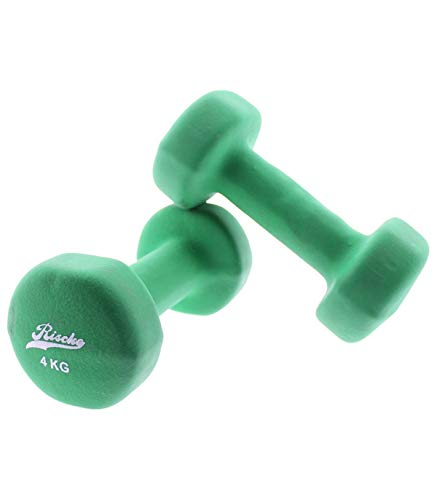 Riscko Juego 2 Mancuernas de Neopreno Verdes, 4Kg Cada una, Peso Total 8Kg