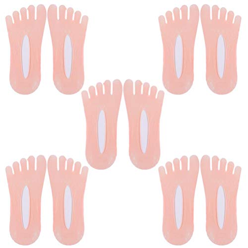 Rlevolexy 5 pares de calcetines ortopédicos de compresión para las mujeres calcetines del dedo del pie transpirable cinco dedos divididos calcetines invisibles del barco