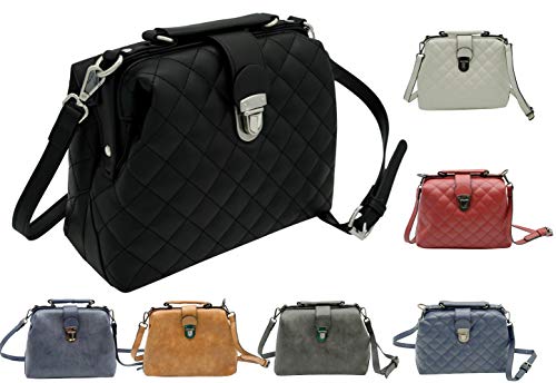 Ro Rox Bolso bandolera - [Cartera de doctor] bolsos de estilo vintage retro Para Mujer [Azul marino (acolchado)-Medio}