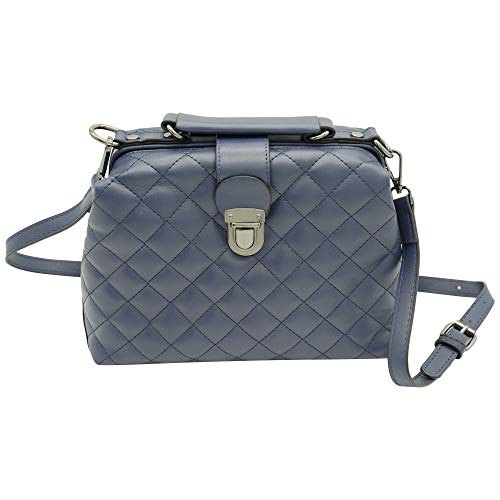 Ro Rox Bolso bandolera - [Cartera de doctor] bolsos de estilo vintage retro Para Mujer [Azul marino (acolchado)-Medio}
