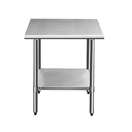 Rockpoint HX NSF Stainless Steel Commercial Kitchen Prep & Work Table Mesa de Trabajo y preparación de Cocina, Acero Inoxidable, Plata, 30" x 23"