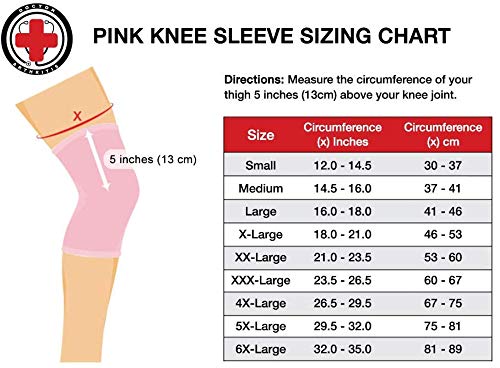 Rodillera Compresión para Mujer Desarrollada por Médicos - ALIVIO del Dolor Articular, Menisco, Ligamentos, Tendinitis y Lesiones - Incluye Libro Manual Escrito por Médico - Color Rosa Talla 5XL