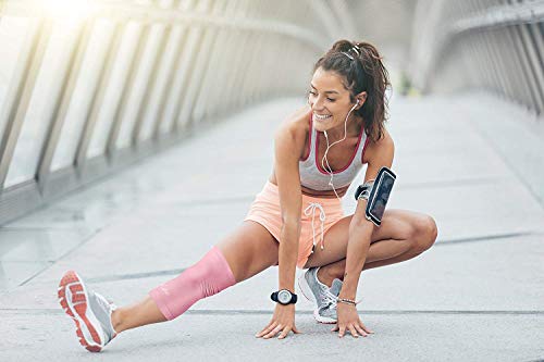 Rodillera Compresión para Mujer Desarrollada por Médicos - ALIVIO del Dolor Articular, Menisco, Ligamentos, Tendinitis y Lesiones - Incluye Libro Manual Escrito por Médico - Color Rosa Talla 5XL