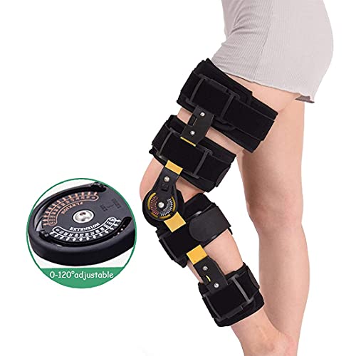 Rodillera con bisagras ROM Ortesis de soporte de rodilla postoperatoria ajustable Ortesis de rodilla con descarga ajustable, para recuperación de lesiones de ACL MCL y PCL, protector de protección ort