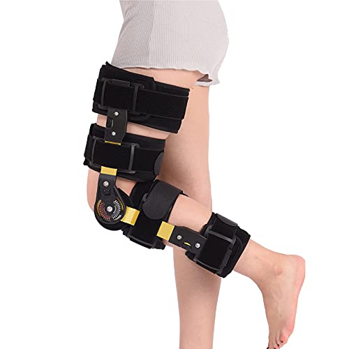 Rodillera con bisagras ROM Ortesis de soporte de rodilla postoperatoria ajustable Ortesis de rodilla con descarga ajustable, para recuperación de lesiones de ACL MCL y PCL, protector de protección ort