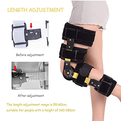 Rodillera con bisagras ROM Ortesis de soporte de rodilla postoperatoria ajustable Ortesis de rodilla con descarga ajustable, para recuperación de lesiones de ACL MCL y PCL, protector de protección ort