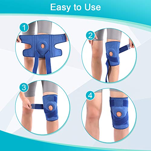 Rodilleras Deportivas con Soporte de Resorte, Rodilleras Menisco y Ligamento Se Adapta al Protector de Rótula Abierto Prevenir Desgarro de Menisco, Artritis, Ligamento Cruzado Anterior (Azul)