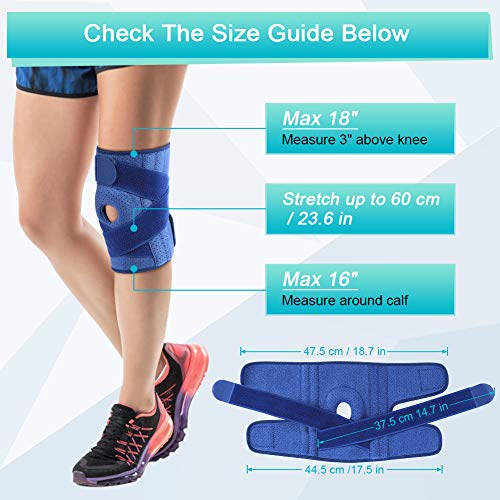 Rodilleras Deportivas con Soporte de Resorte, Rodilleras Menisco y Ligamento Se Adapta al Protector de Rótula Abierto Prevenir Desgarro de Menisco, Artritis, Ligamento Cruzado Anterior (Azul)