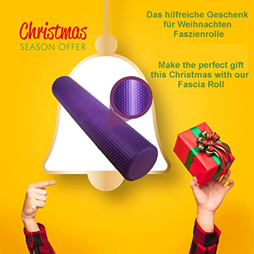 Rollo de fascia suave para el tratamiento del dolor de fascia por auto masaje; Rodillo de masaje, Ø9.5cm x43cm violeta; Dispositivo de entrenamiento profesional para masaje de puntos gatillo,