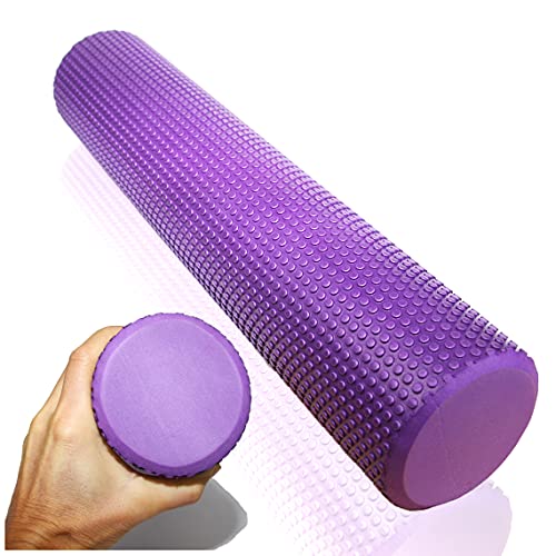 Rollo de fascia suave para el tratamiento del dolor de fascia por auto masaje; Rodillo de masaje, Ø9.5cm x43cm violeta; Dispositivo de entrenamiento profesional para masaje de puntos gatillo,