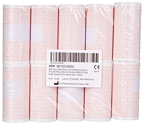 Rollos de papel térmico para ECG compatibles con Edan Smart ECG Series MS1-19901 (80mm x 20m)