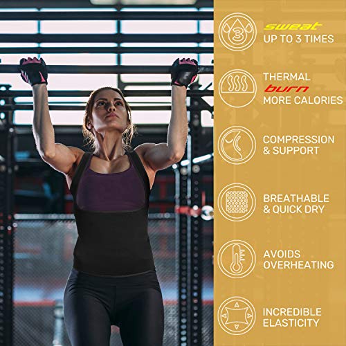 Roseate Faja Reductora Mujer Camisetas Sauna Chaleco Neopreno de Sudoración para Deporte Forma de Cuerpo y Sudor Caliente sin Cremallera M