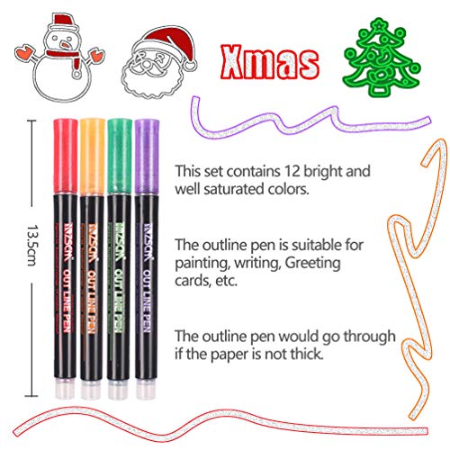 Rotuladores de Doble LíNea, 12 Colores Rotulador Album Rotuladores Purpurina, Boligrafps Doble Linea para Tarjetas NavideñAs, áLbumes de Fotos, Garabatos, áLbumes de Recortes