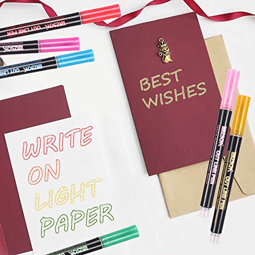 Rotuladores de Doble LíNea, 12 Colores Rotulador Album Rotuladores Purpurina, Boligrafps Doble Linea para Tarjetas NavideñAs, áLbumes de Fotos, Garabatos, áLbumes de Recortes